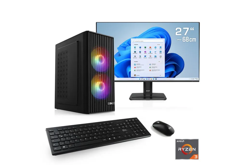 CSL Spectrum V25261W PC-Komplettsystem (27", AMD Ryzen 3 3200G, Intel® Graphics, 4 Xe Cores, 16 GB RAM, 500 GB SSD)