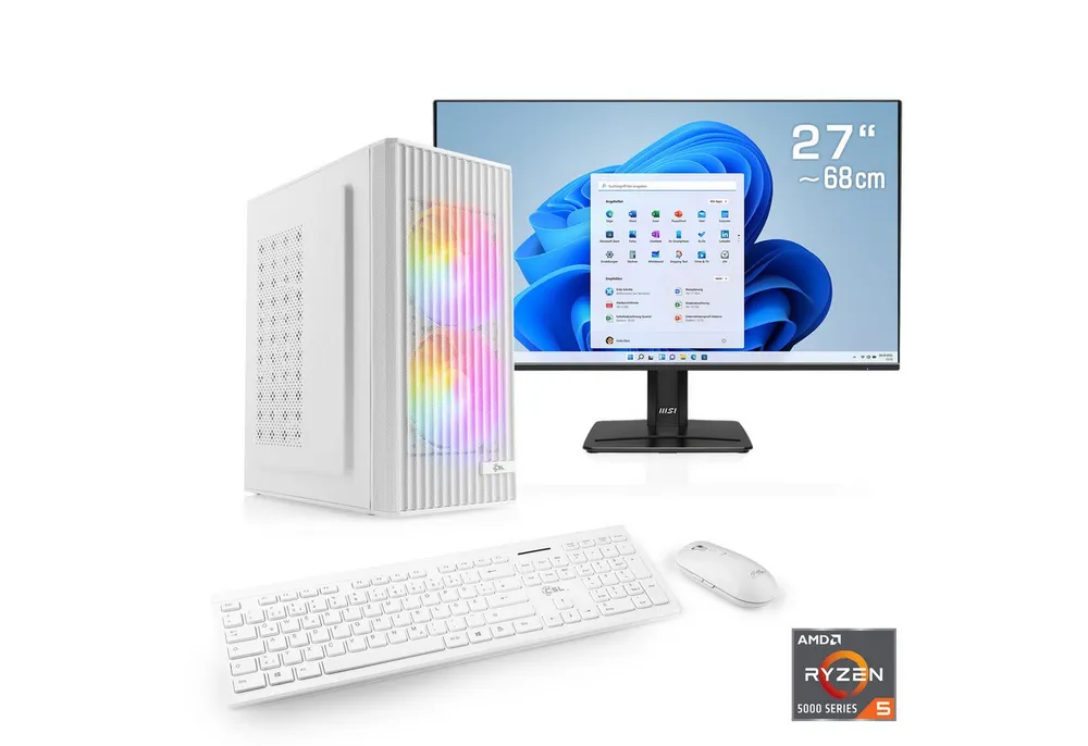 CSL Spectrum V25267W PC-Komplettsystem (27", AMD Ryzen 5 5600GT, Intel® Graphics, 4 Xe Cores, 16 GB RAM, 1000 GB SSD)