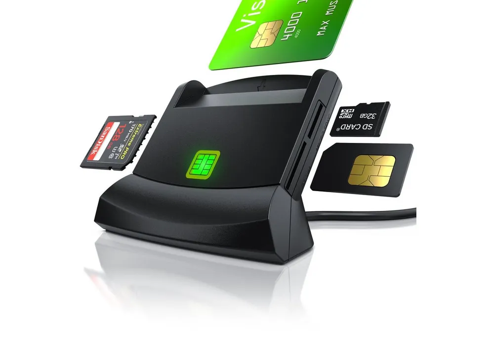 CSL Speicherkartenleser Chipkartenleser, SmartCard Reader, Cardreader, SIM Cards, SD, Micro SD, USB 2.0 Typ A, SD Card, microSD, Simcard, Smartcard, 480 Mbit/s