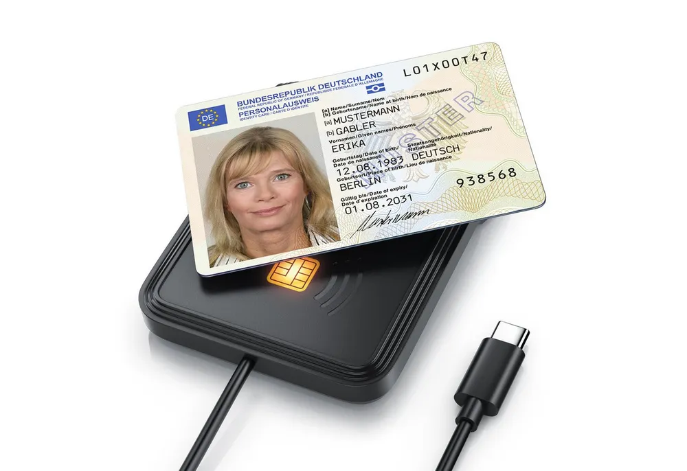 CSL Speicherkartenleser USB C, NFC, SmartCard Reader, SIM Kartenlesegerät, ISO 7816, ISO 14443, Mac OS, Windows 7–11, Personalausweis, Krankenkassenkarten, Bankkarten