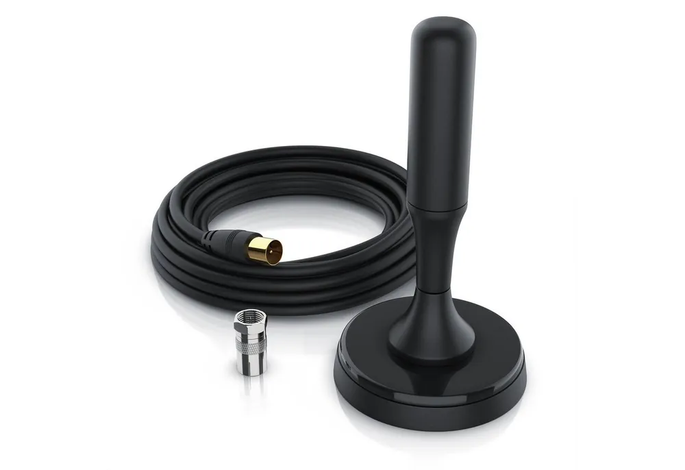 CSL Stabantenne (DVB-T, DVB-T2, für Innenbereich), digitale Antenne mit 4m Kabel / inkl. F-Stecker Adapter