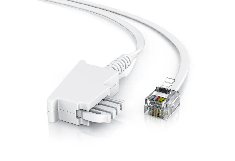 CSL Telefonkabel, TAE-F, RJ-11 (200 cm), Flachkabel TAE-F Telefondose zu Telefon Fax Anrufbeantworter, flach 2m