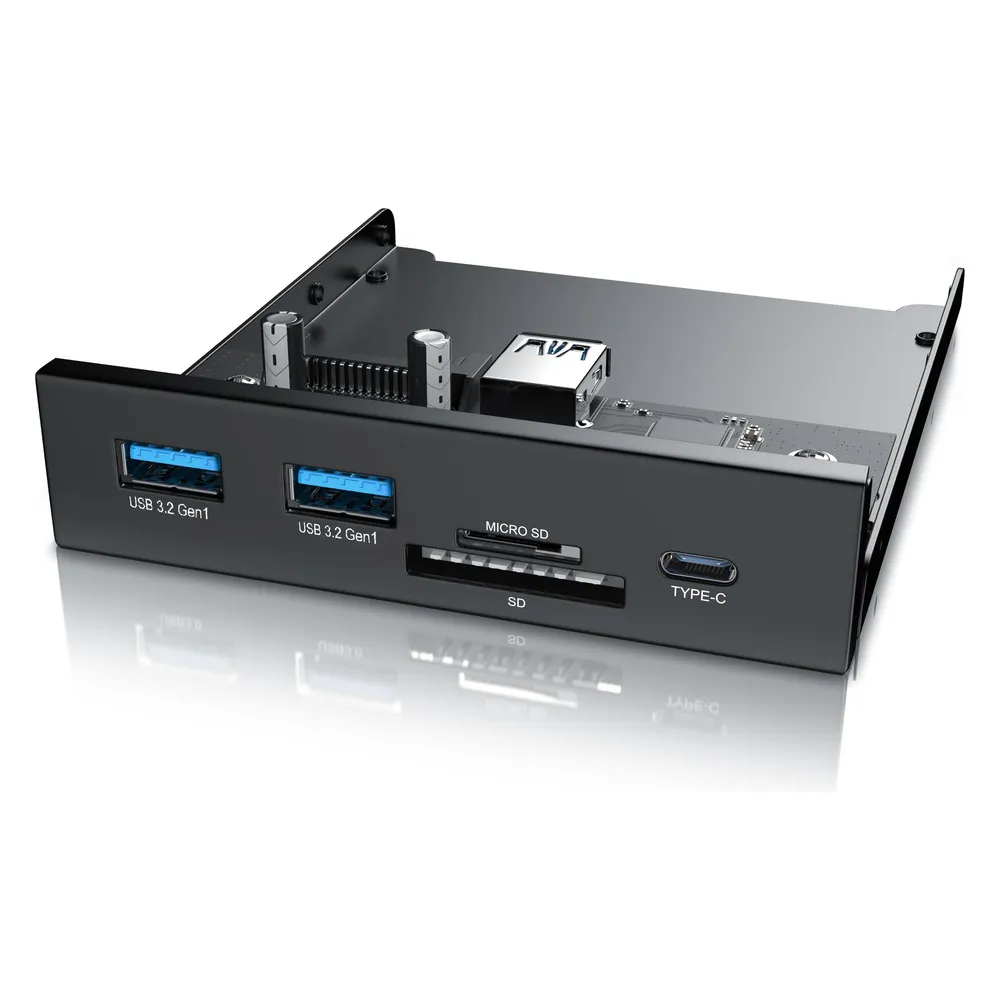 CSL USB 3.2 Gen.1 Front Panel aus Metall, Cardreader, Speicherkartenleser, USB C, 2x Typ A, MicroSD, SD
