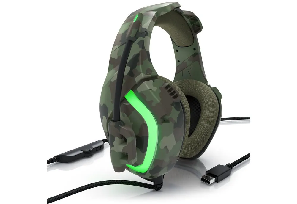 CSL USB "GHS-103" mit Mikrofon, Kopfhörer für PC, PS4 / 4 Pro Gaming-Headset (Gaming Headset kabelgebunden, Over-Ear Kopfhörer, Camouflage Design)