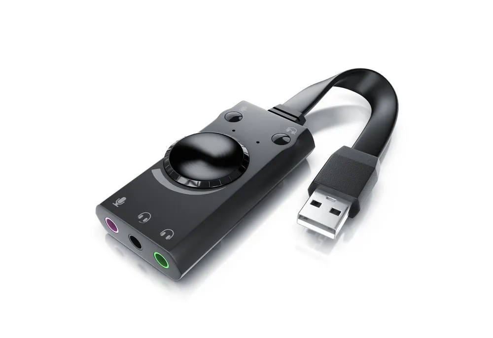 CSL USB Mini Soundkarte extern mit Lautstärkenregelung USB-Soundkarte Surround Sound, Plug and Play, kompatibel: Computer Notebook Tablet Mac Windows 10/11