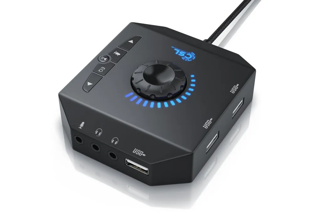 CSL USB-Soundkarte, extern, Lautstärkeregelung, Anschluss für Headset, Kopfhörer, Mikrofon