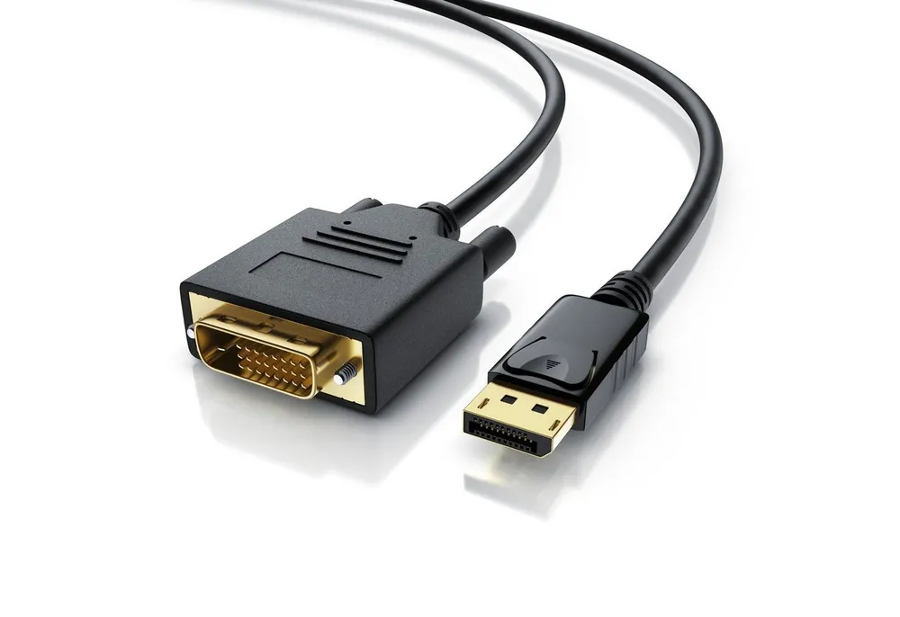 CSL Video-Kabel, 20 Pins, DisplayPort, DVI-D (100 cm), Monitorkabel, HDCP und EDID Zertifiziert, Full HD Ausflösung - 1m