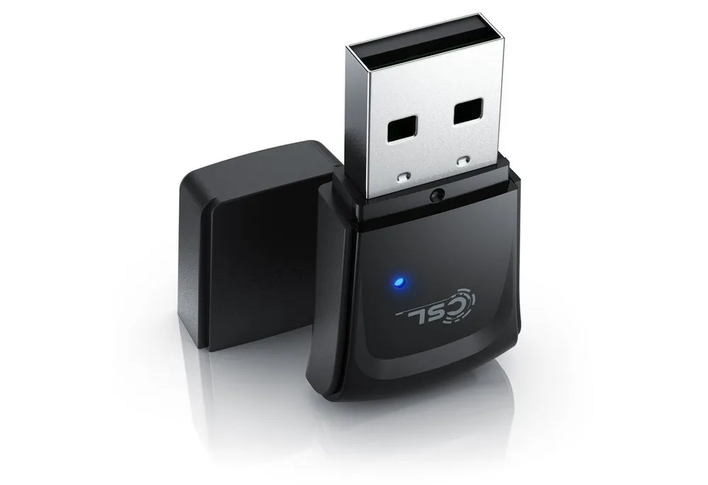 CSL WLAN-Dongle, 300 Mbit/s USB Stick WiFi Adapter 2,4 Ghz 2T2R, Verstärkung 18 dBm