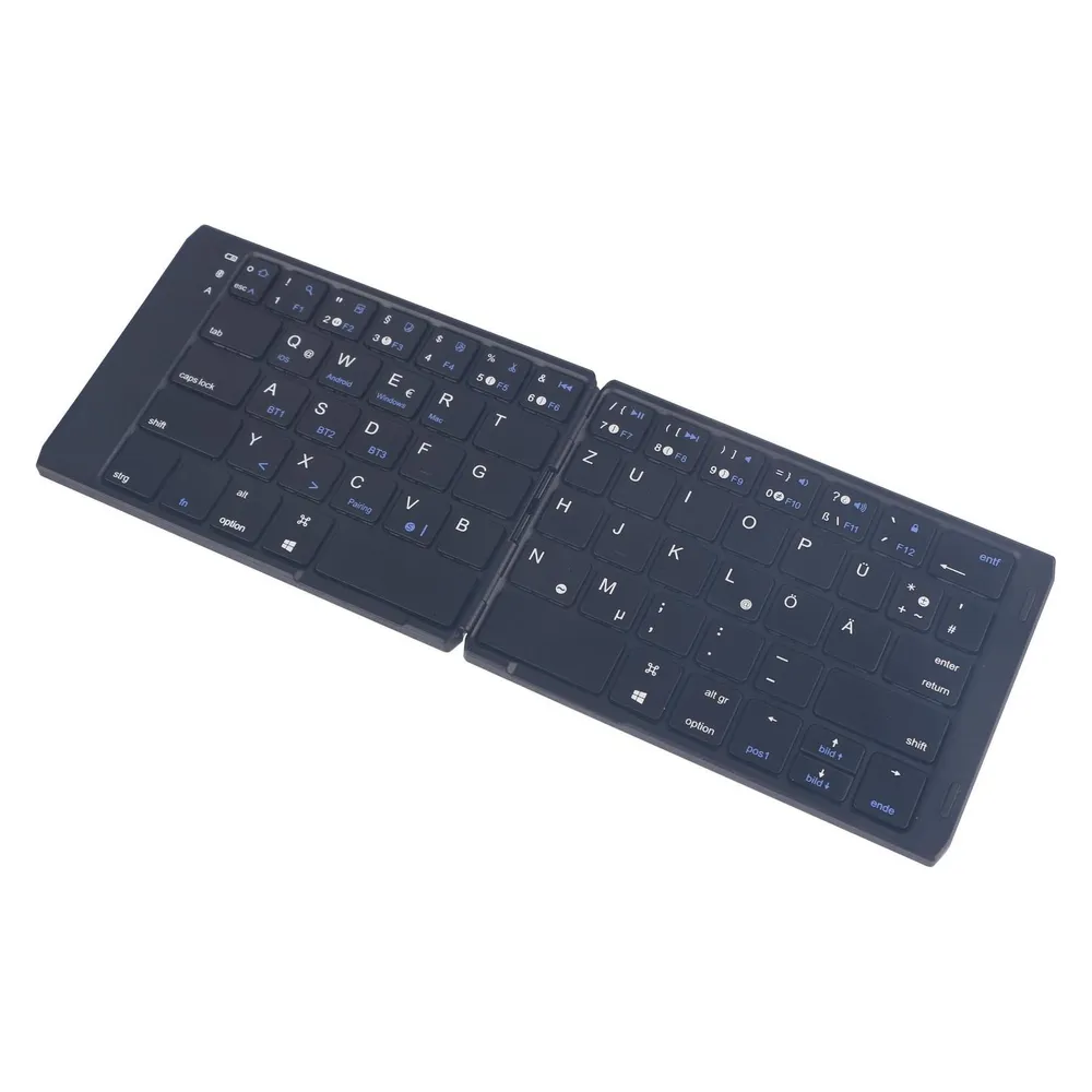 Tastatur C&T Two-fold DF007 faltbar Bluetooth kompakt schwarz QWERTZ