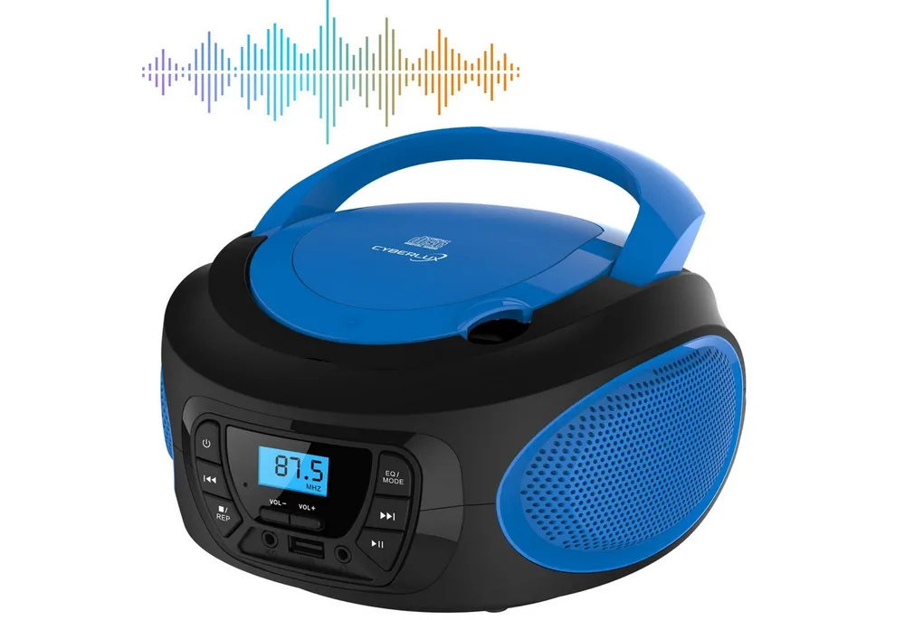 Cyberlux CL-610 tragbarer CD-Player (CD, Kinder CD Player tragbar, Boombox, Musikbox, FM Radio mit MP3 USB)
