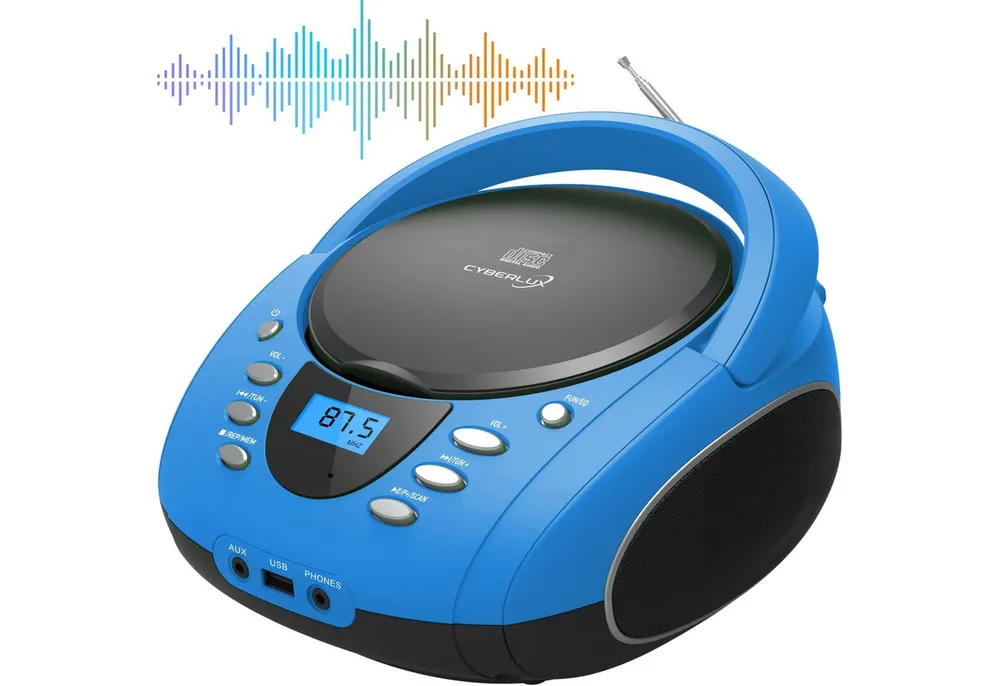 Cyberlux CL-710 tragbarer CD-Player (CD, Kinder CD Player tragbar, Boombox, Musikbox, FM Radio mit MP3 USB)