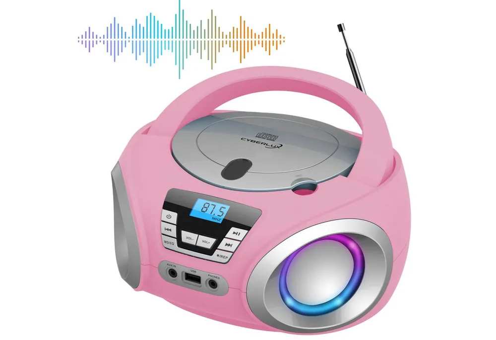 Cyberlux CL-910 tragbarer CD-Player (CD, Boombox,tragbar,LED-Disco-Beleuchtung,FM Radio mit MP3 USB)