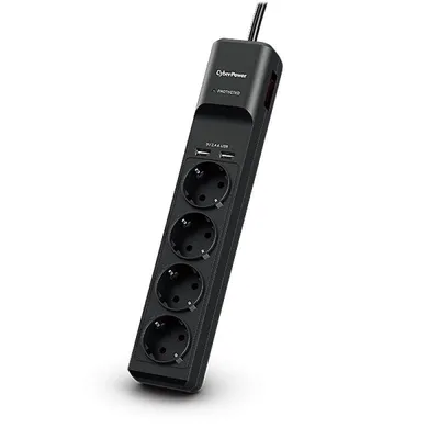 Steckdosenleiste CyberPower P0420SUD0-DE 4 Steckplätze USB-A Überspannungsschutz Schalter