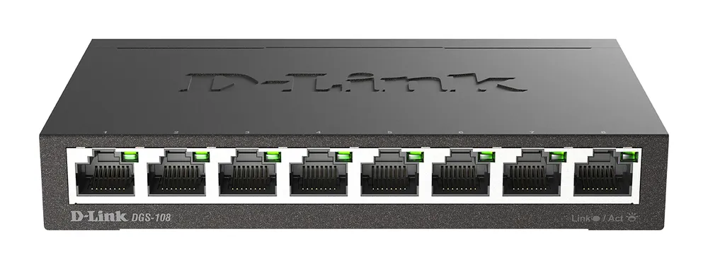 D-Link DGS-108 8-Port Gigabit Ethernet 10/100/1000 Mbps Switch Schwarz