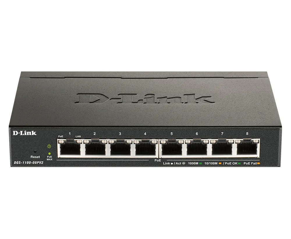 D-Link DGS-1100-08PV2 Netzwerk-Switch Managed L2/L3 Gigabit Ethernet (10/100/1000) Power over Ethernet (PoE) Schwarz
