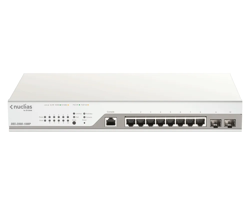 Switch D-Link DBS-2000-10MP Managed L2 Gigabit PoE+ 8 Ports