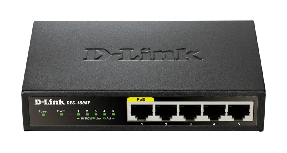 D-Link DES-1005P Unmanaged L2 Fast Ethernet (10/100) Power over Ethernet (PoE) Schwarz