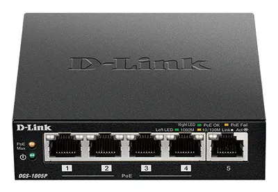 D-Link DGS-1005P 5-Port Gigabit PoE+ Switch