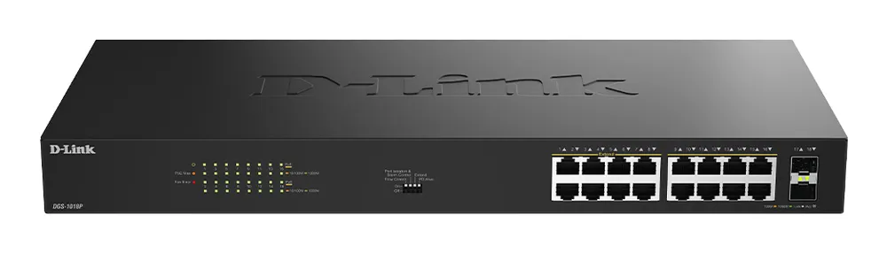 Netzwerk-Switch D-LINK DGS-1018P 16x Gigabit PoE+ 2x SFP 240W unmanaged