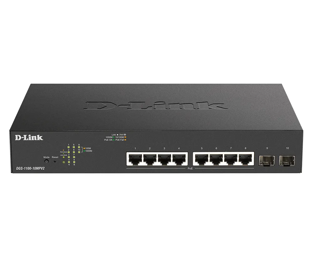 D-Link DGS-1100-10MPV2 Switch 8 Gigabit-Ports + 2 SFP