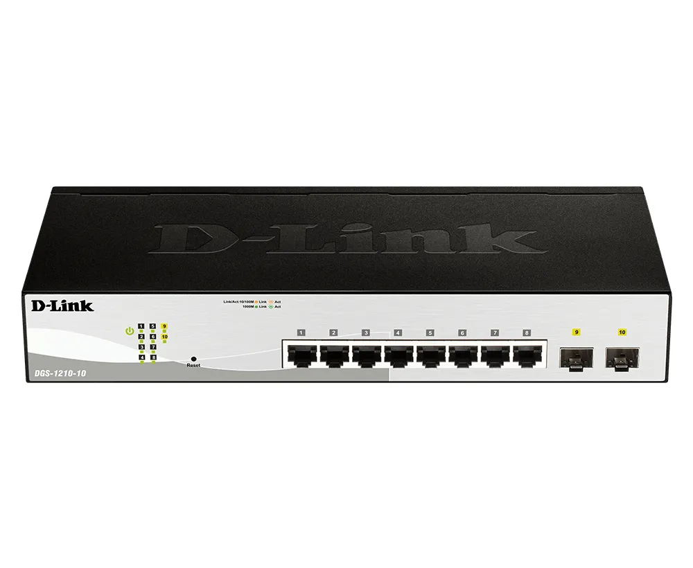 D-Link DGS-1210-10 Netzwerk-Switch Managed L2 Gigabit Ethernet (10/100/1000) 1U Schwarz, Grau