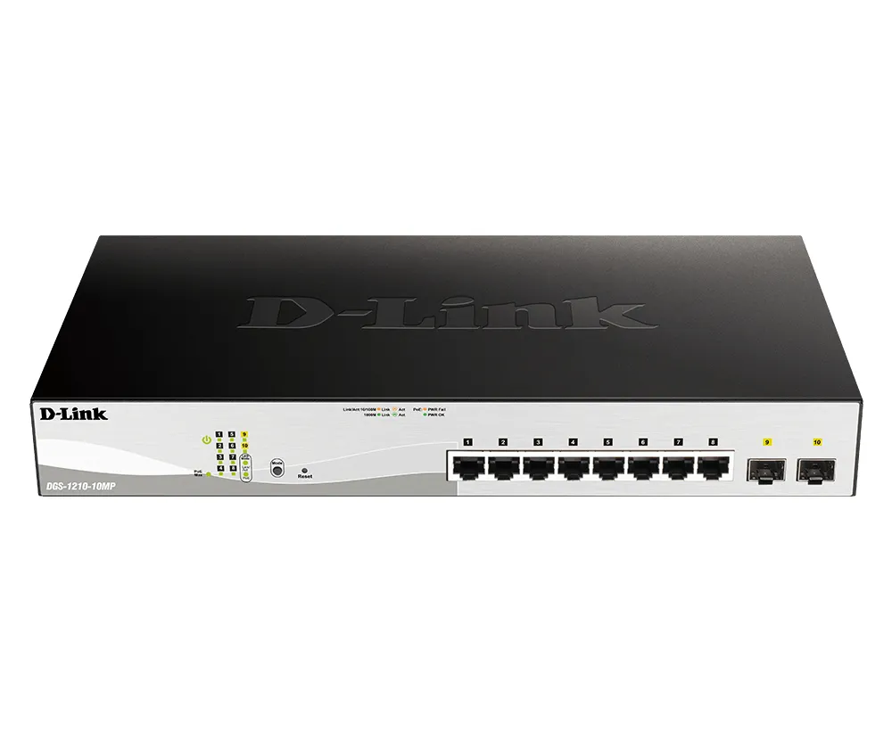 Switch D-Link DGS-1210-10MP 8x Gigabit RJ-45 2x SFP PoE 130W Managed L2 Switch