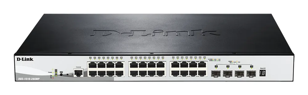 Managed Switch D-Link DGS-1510-28XMP 24 Ports Gigabit PoE+ 4 SFP+ Apilbar L2/L3