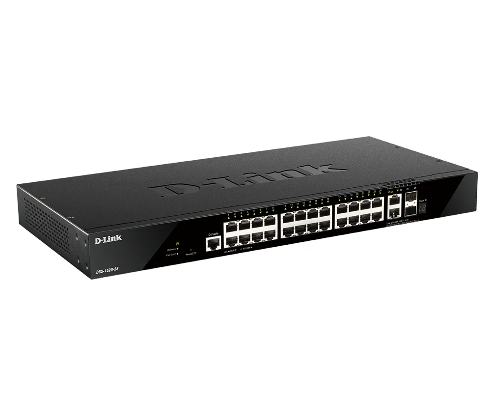 Verwalteter Switch D-Link DGS-1520-28/E 26 RJ45-Ports 2 SFP+ L3 Stackable 128Gbps