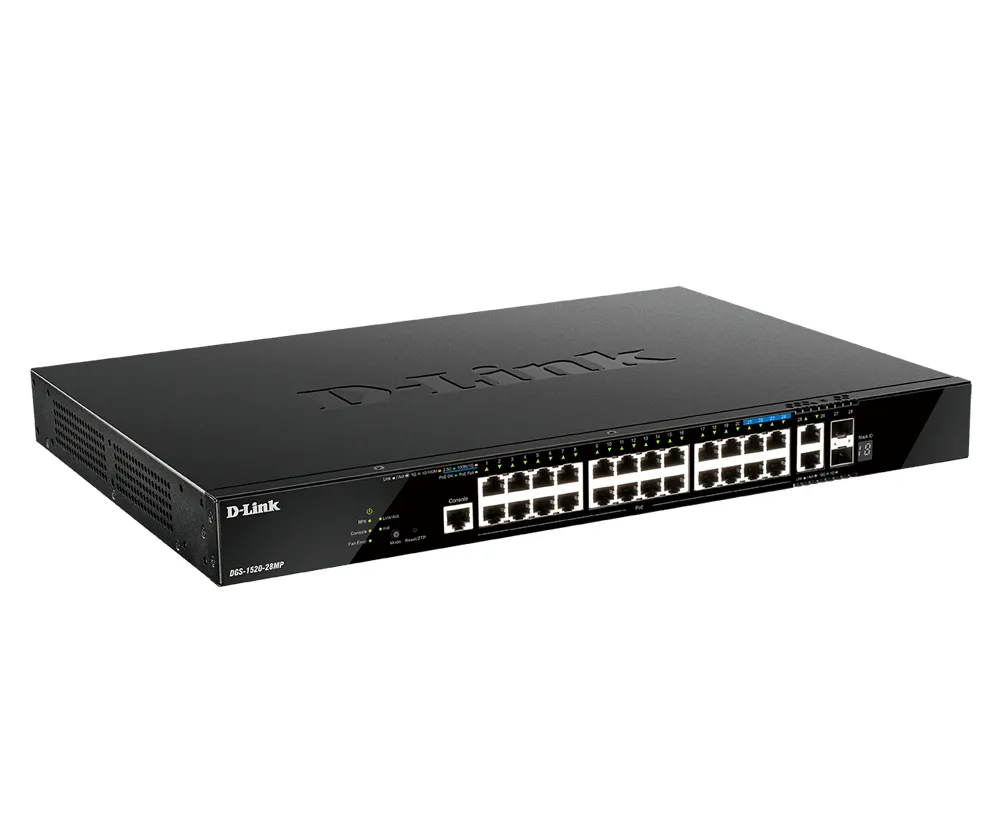 Switch Verwaltet D-LINK L3 20 Ports Gigabit PoE+ 4x2,5G 2x10G SFP+ Stapelbar 1U
