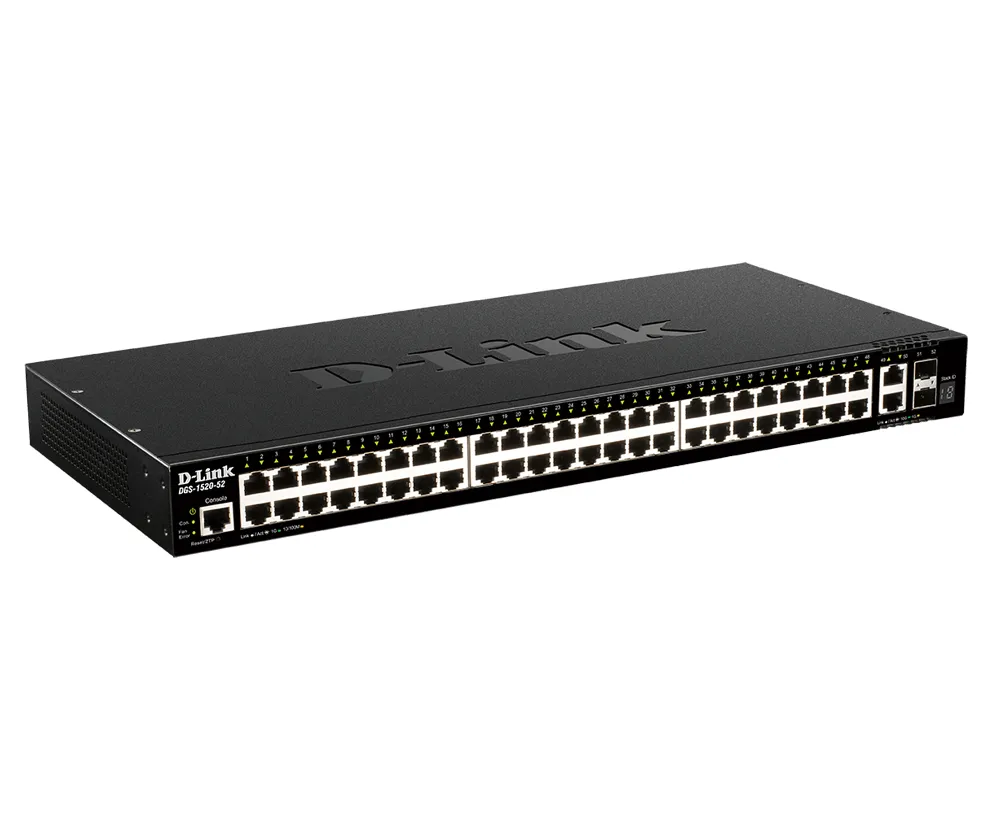D-Link L3 50-Port 10G SFP+ stapelbarer webverwalteter VLAN-Switch, schwarz, 1U