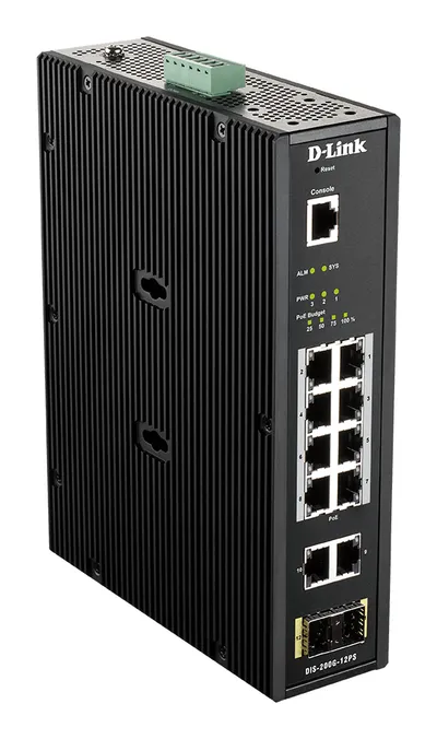 Switch D-Link DIS-200G-12PS 12 Ports Gigabit 8x PoE 2x SFP L2 Management Industrie
