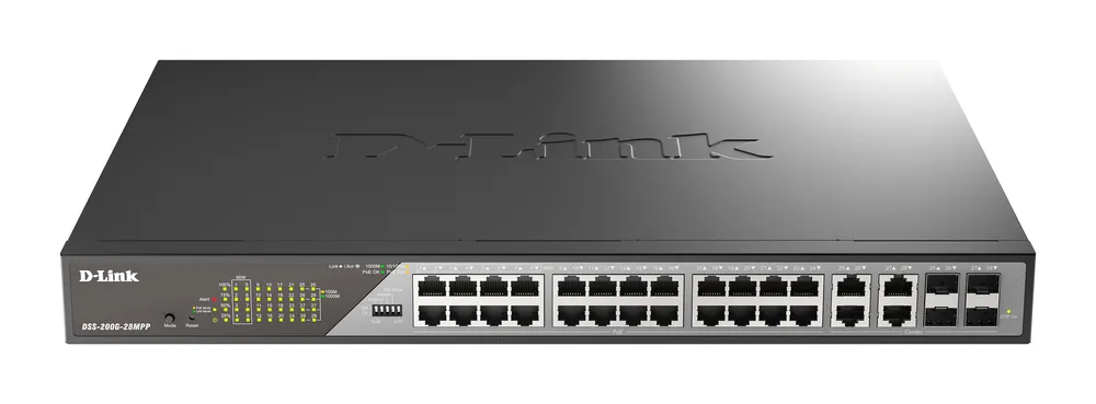 D-Link DSS-200G-28MP 24 Gigabit-PoE-Ports 370 W 4 Combo SFP L2 Managed 1U Rack Switch