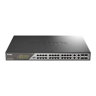 D-Link DSS-200G-28MPP 24-Port Gigabit PoE+ Switch mit 4 SFP L2 Advanced Management, 1U