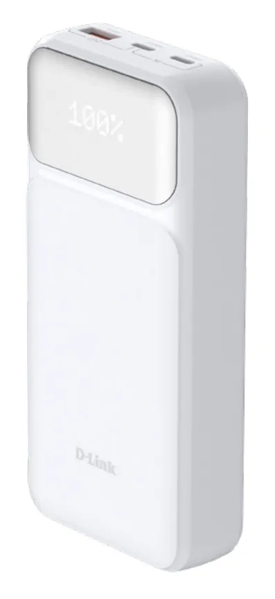 Powerbank D-Link DPP-201 20000mAh 65W Weiss Schnellladung 3 Ports USB-C/USB-A LCD