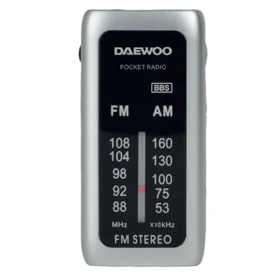 Daewoo DW1129 Mini-Transistorradio AM/FM Silber Super Bass
