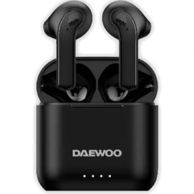 Auriculares Daewoo inalámbricos Bluetooth 5.4 negros con estuche y 30h autonomía
