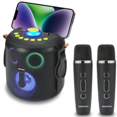 Daewoo 15 W kabellose Bluetooth-Karaoke-Lautsprecher mit Mikrofon und LED-Leuchten
