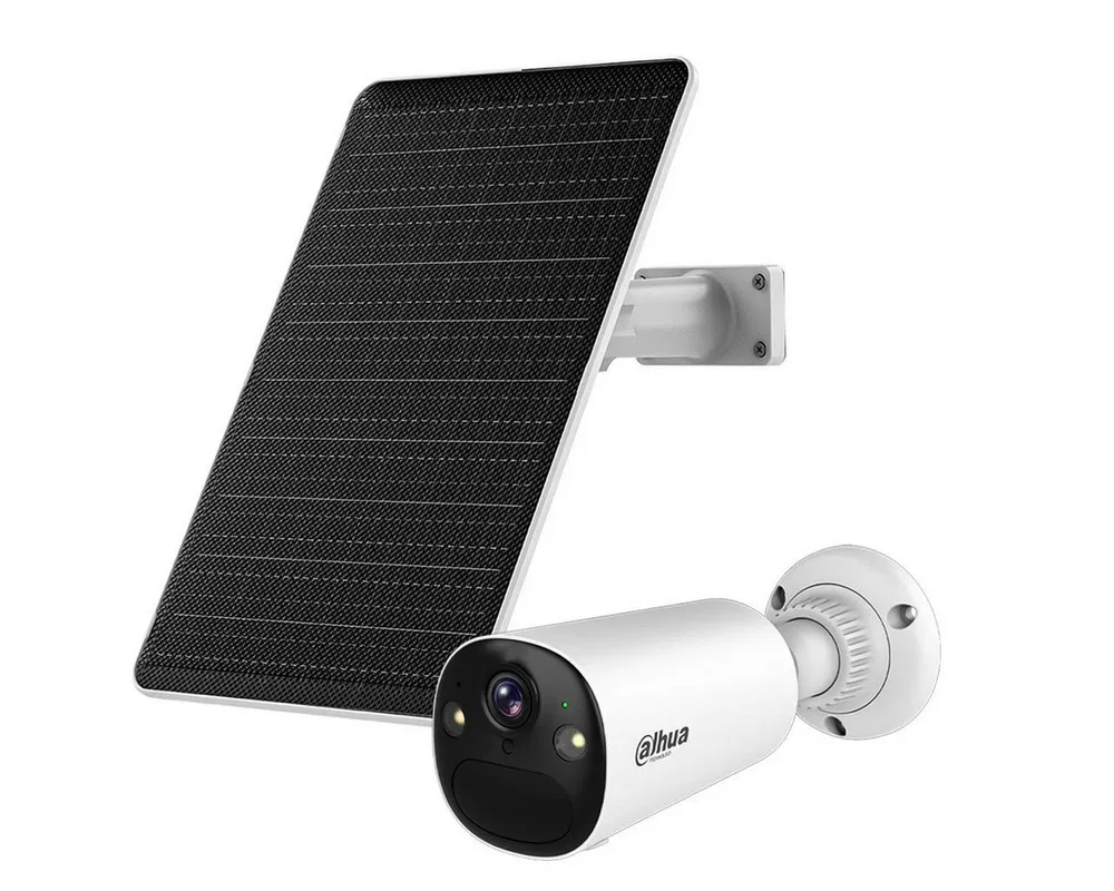 Dahua Überwachungskamera Apollo Bullet C1 8 MP Kit - batteriebetriebene Dualband WLAN Kamera (Außenbereich, inkl. Solarpanel, 100 % kabellos, Dualband-WLAN mit Wi-Fi 6, Aktive Abschreckung mit Licht und Sirene)
