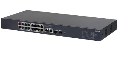 Dahua Managed Switch 18 RJ-45 Gigabit Ethernet, 2 SFP, 16 PoE, 40 Gbit/s, Rackmontage