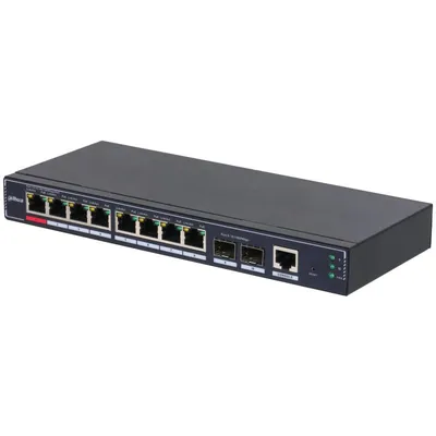 Dahua SG4010P-2F 8xRJ45 Gigabit 2xSFP PoE L2 Management Lüfterloser schwarzer Switch