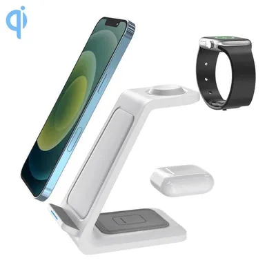 3-in-1 Ladestation Dam Electronics 15W Qi für 2 Smartphones, Apple Watch