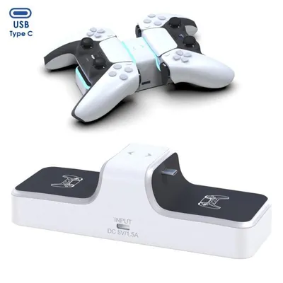 Ladestation Dual PS5 mit USB-Ausgang und LED-Ladeanzeige rutschfeste Basis
