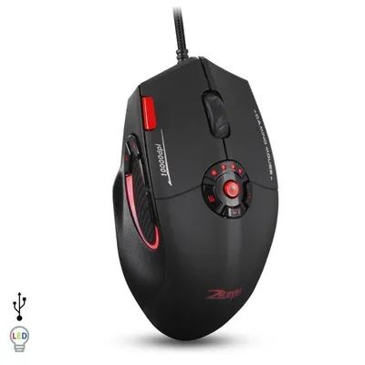 Maus Dam Electronics C-16 USB 10000 DPI Schwarz RGB 12 Tasten Gewicht anpassbar