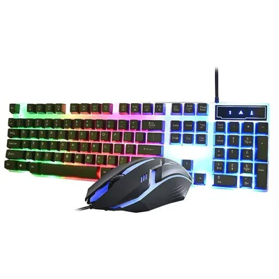 Maus Dam Electronics CMK-158 Kabelgebunden 3200 DPI Schwarz RGB QWERTY-Set