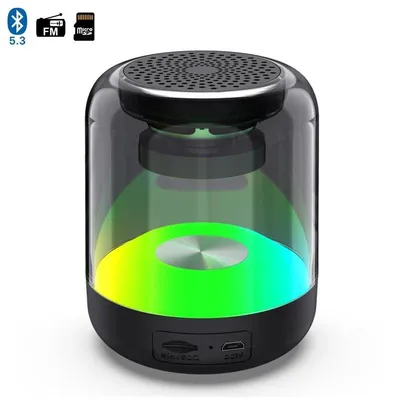 Lautsprecher Dam Electronics Transparent Wireless Bluetooth 5.3 3W mit FM Radio und LED