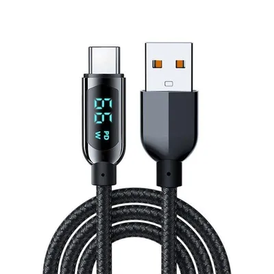 USB-C Kabel Dam Electronics mit LED-Display 66W 1,2 m Schnellladung