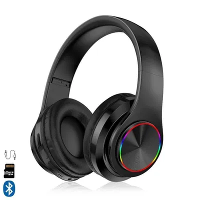 Kopfhörer Dam Electronics B39uv kabellos Bluetooth 5.0 mit RGB-LED, Mikrofon, Schwarz