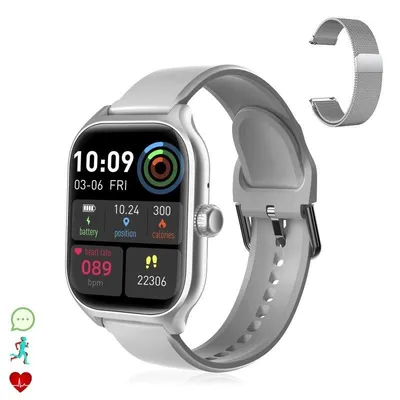 Dam Electronics Gts4 Plus Bluetooth 1,75'' LCD Silber 2 Armbänder IP67 Pulsmesser SpO2