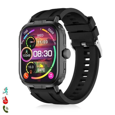 Dam Electronics M106 Bluetooth 44mm IPS Schwarz Zwei Armbänder IP68 SpO2 Puls Schlaftracker