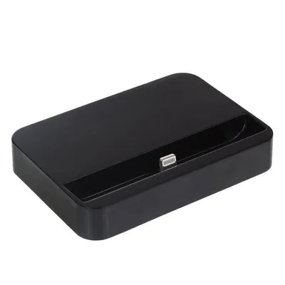 Flache Ladebasis Dam Electronics fuer iPhone 5/SE/6/6 Plus Schwarz